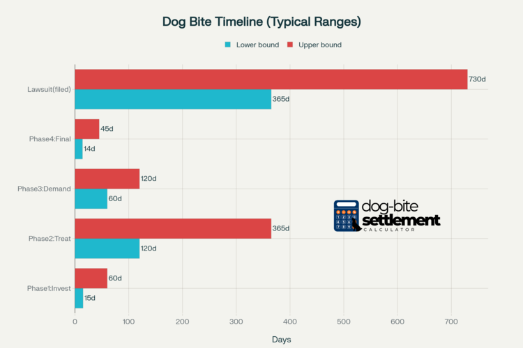 graphical representation of time required to settle a dog bite claim in US