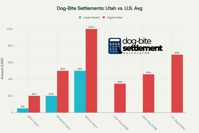 average dog bite settlement amount in Utah comparison with National US average